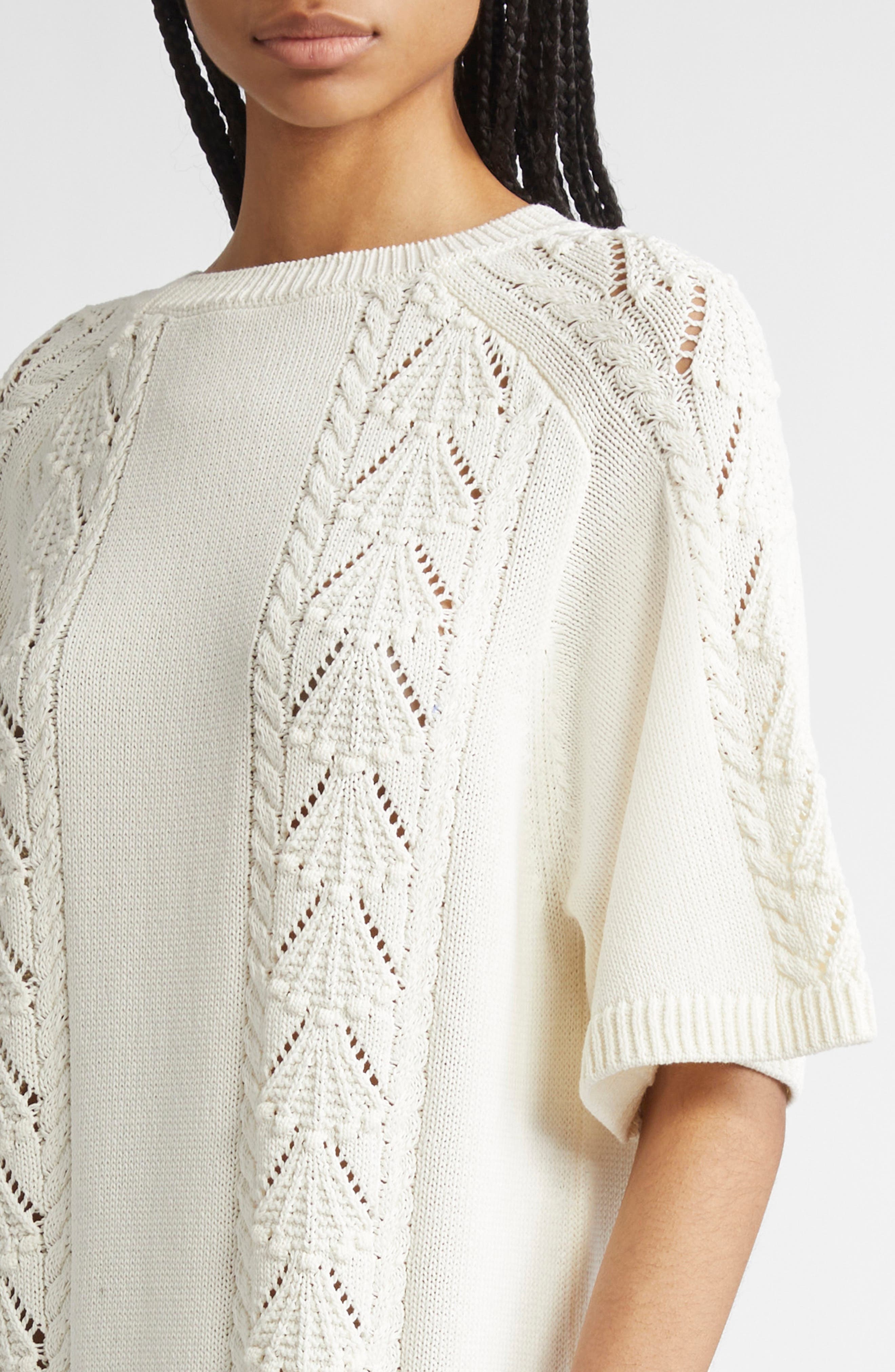 LOULOU DE SAISON Arman Oversize Cotton Mini Sweater Dress in Ivory at Nordstrom - 4