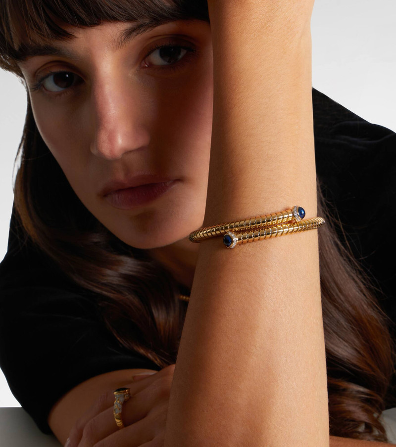 Marina B 18kt yellow gold bangle with blue sapphires and diamonds outlook