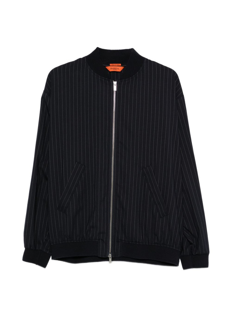 pinstripe zip-up bomber jacket 1