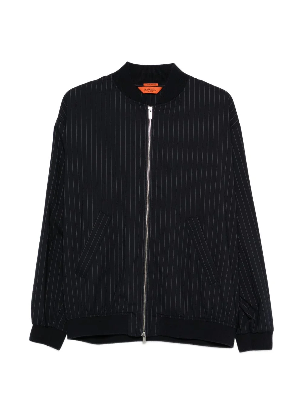 pinstripe zip-up bomber jacket - 1