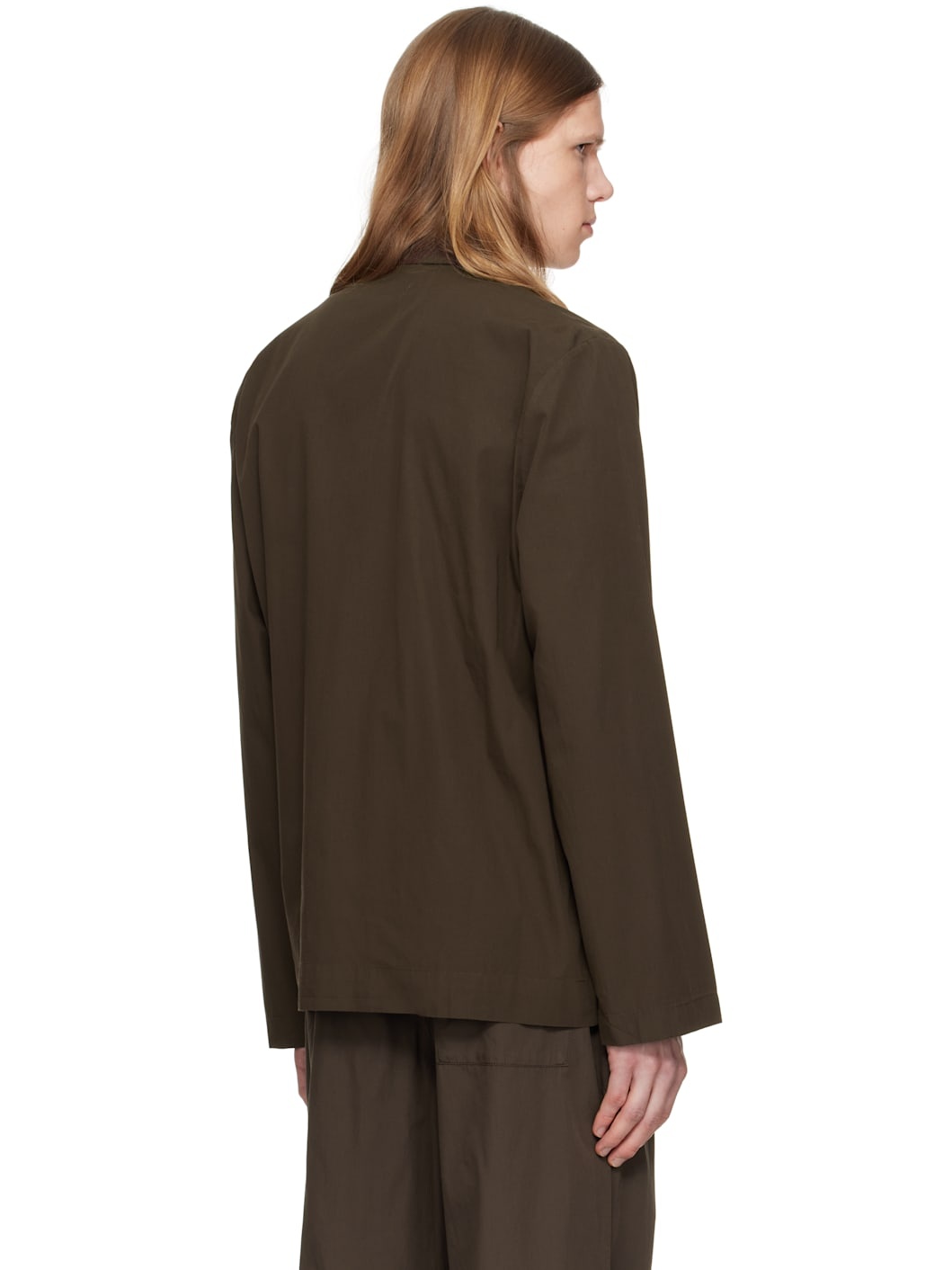 Brown Poplin Long-Sleeved Pyjama Shirt - 3