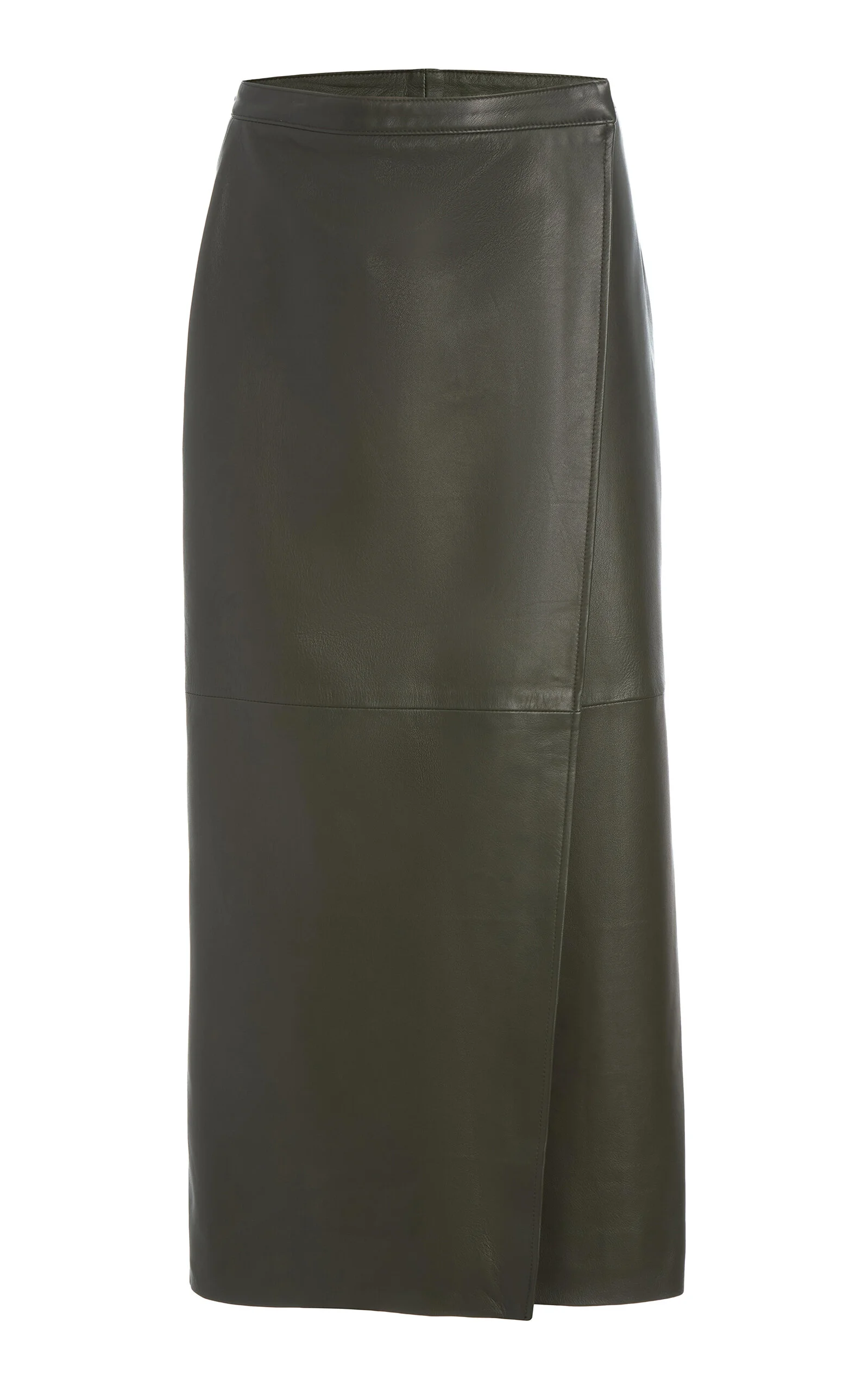 The Este Lamb Leather Maxi Skirt dark green - 1