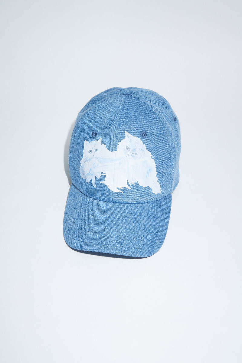 Printed denim cap - Mid blue 1