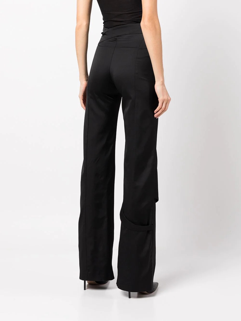 asymmetric wide-leg trousers - 4