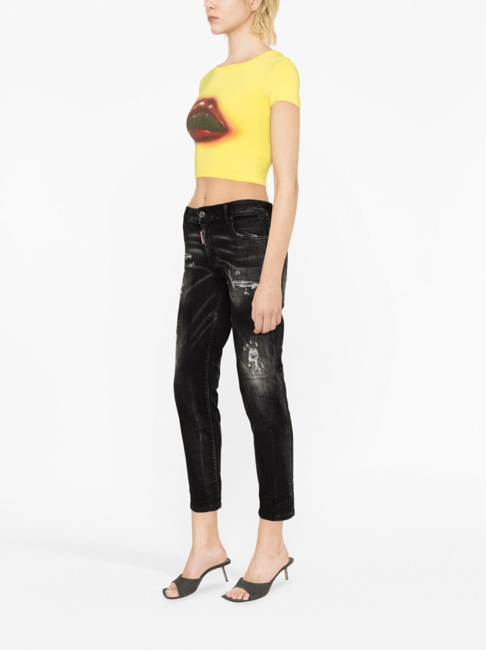ripped high-waisted jeans - 5