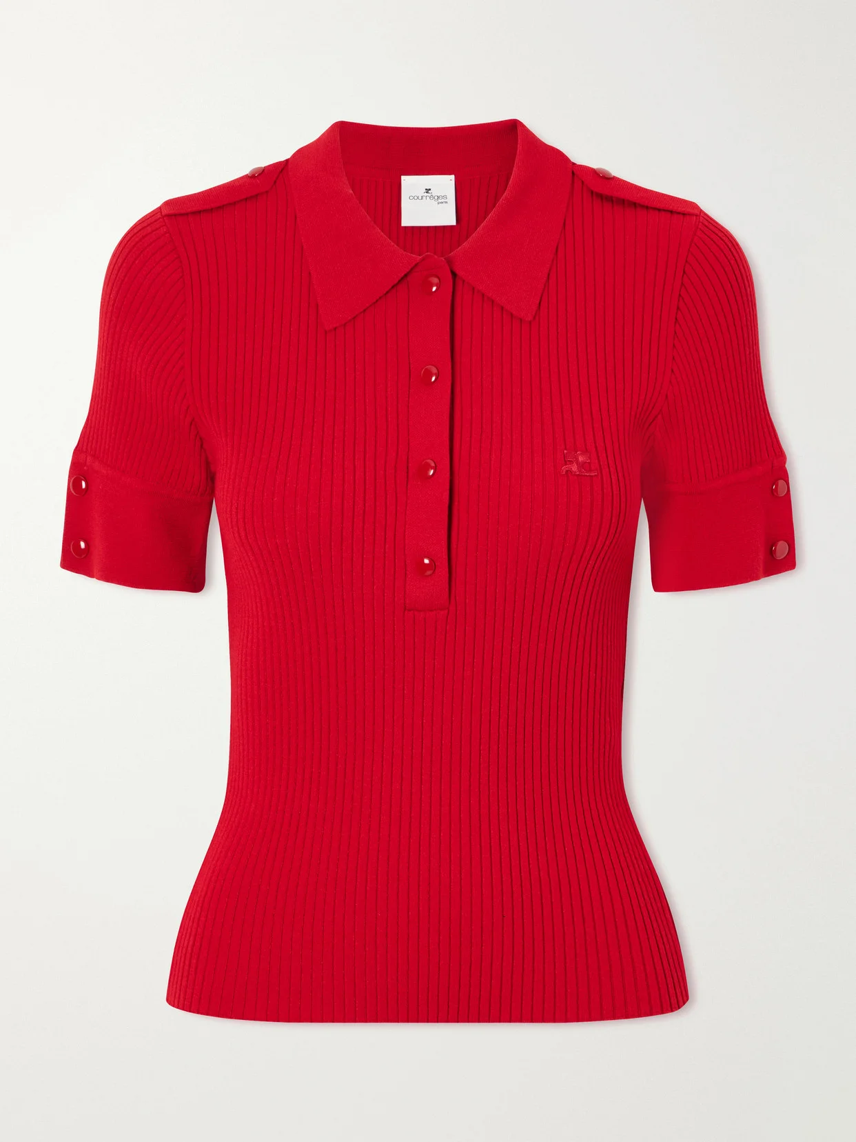 Logo-embroidered Ribbed-knit Polo T-shirt - 1