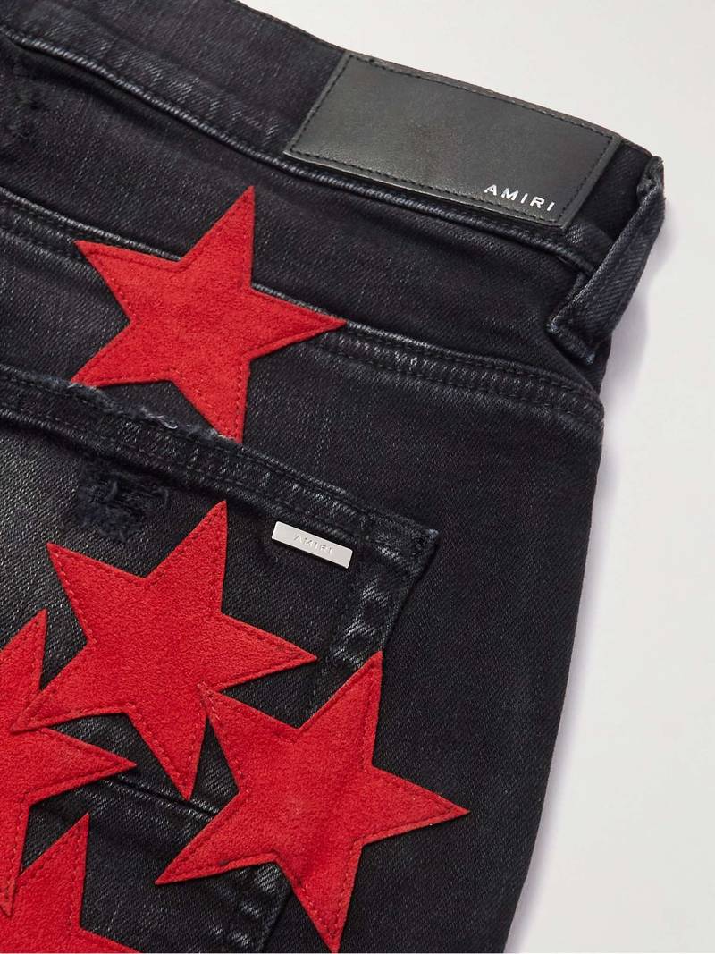 + Chemist Skinny-Fit Suede-Appliquéd Distressed Jeans 5