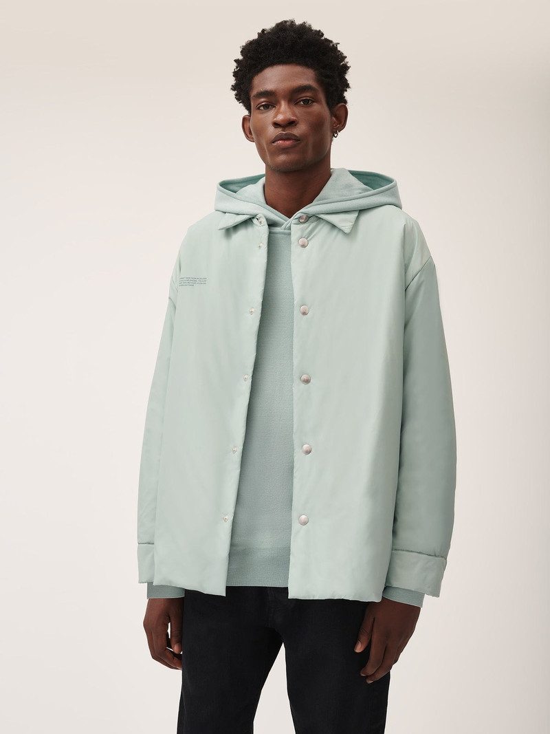 PANGAIA Mens Flower-Warmth Padded Overshirt - Eucalyptus Blue outlook