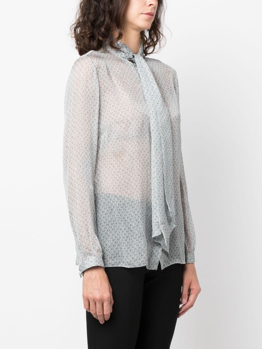 geometric-pattern silk blouse - 3