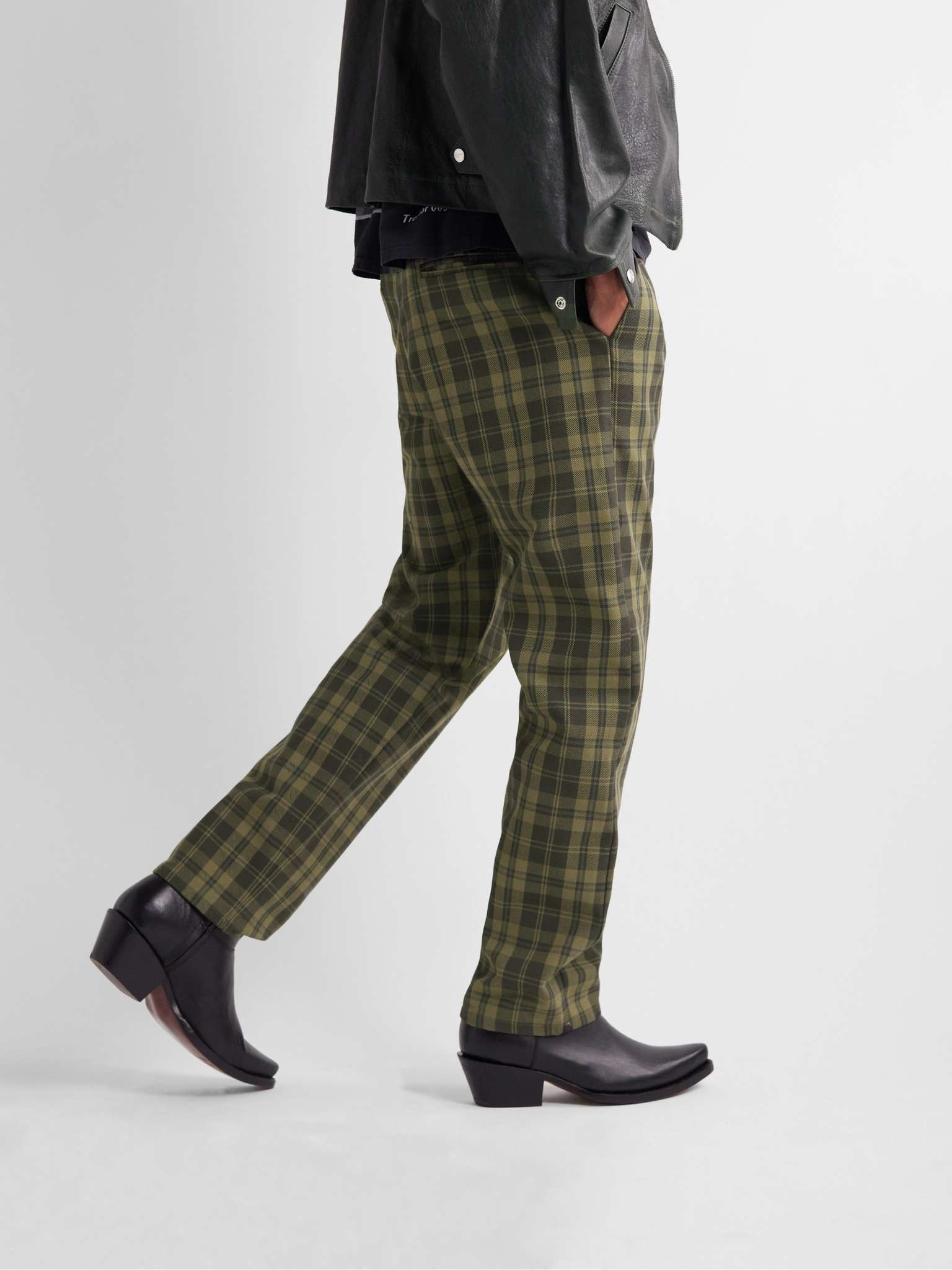 Straight-Leg Checked Cotton-Twill Trousers - 4