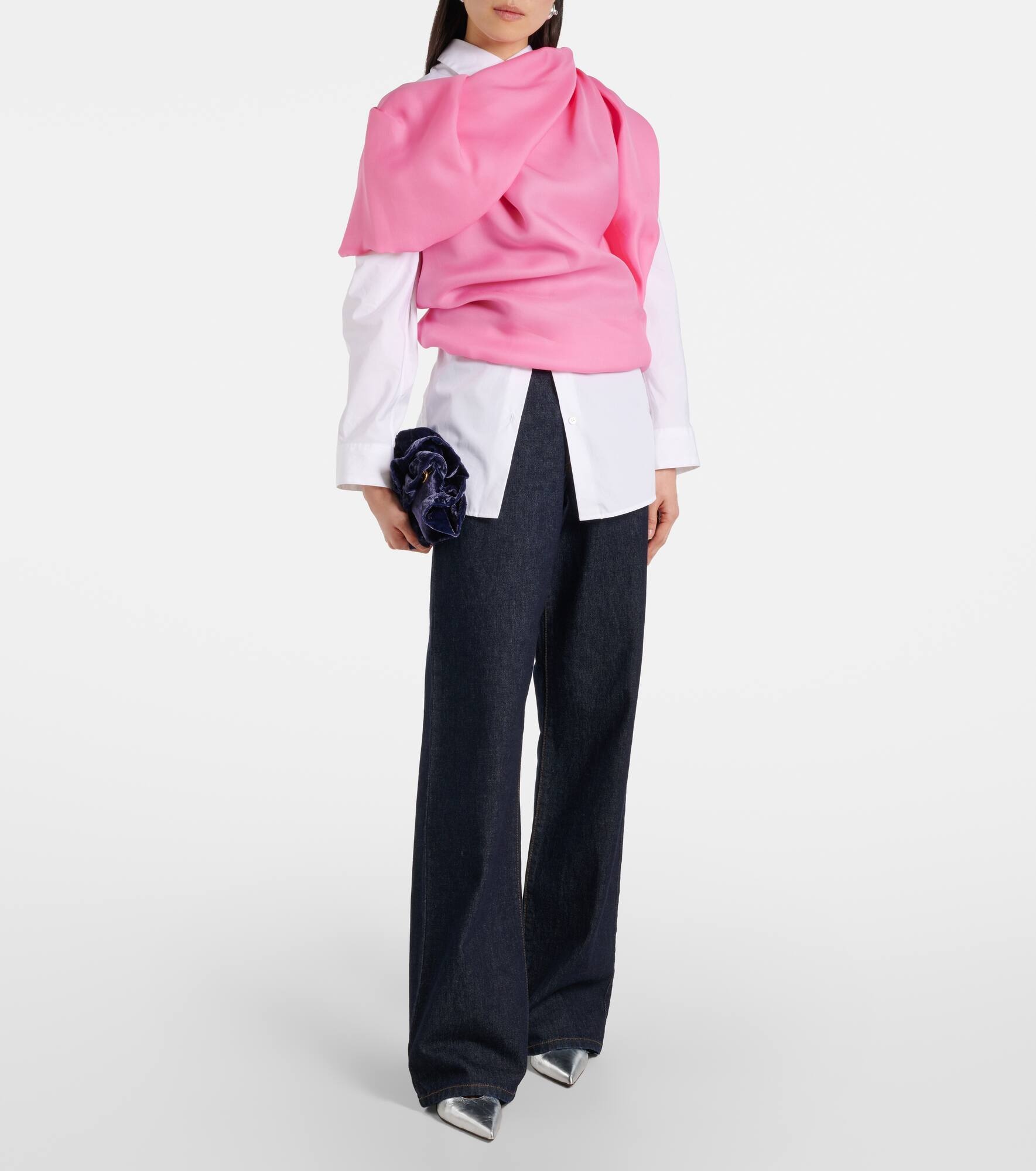 Draped silk satin top - 6