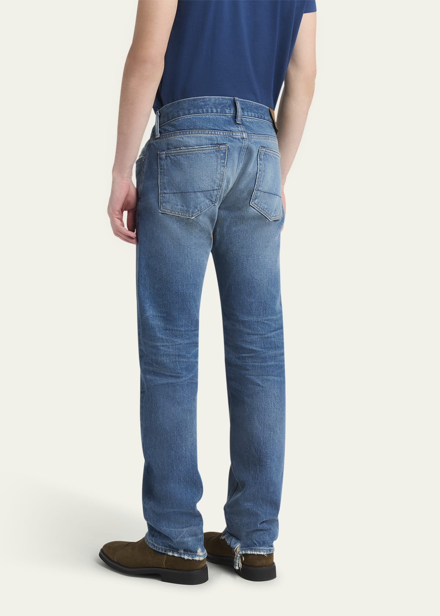 Men's Light Wash Selvedge Straight Fit Jeans - 3
