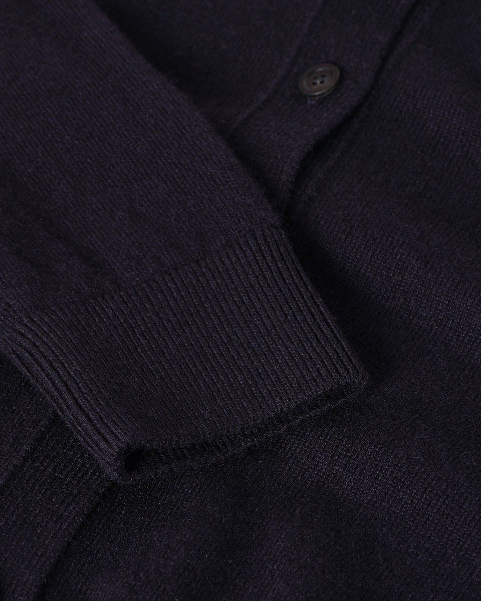 Classic Cashmere Navy Cardigan - 6