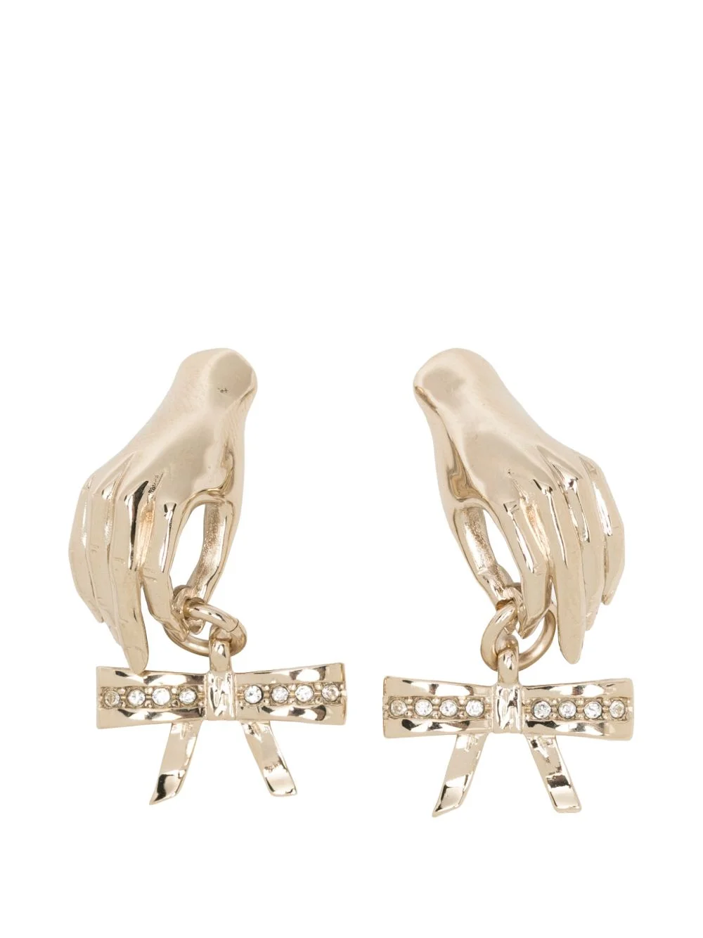 crystal-embellished bow earrings - 1
