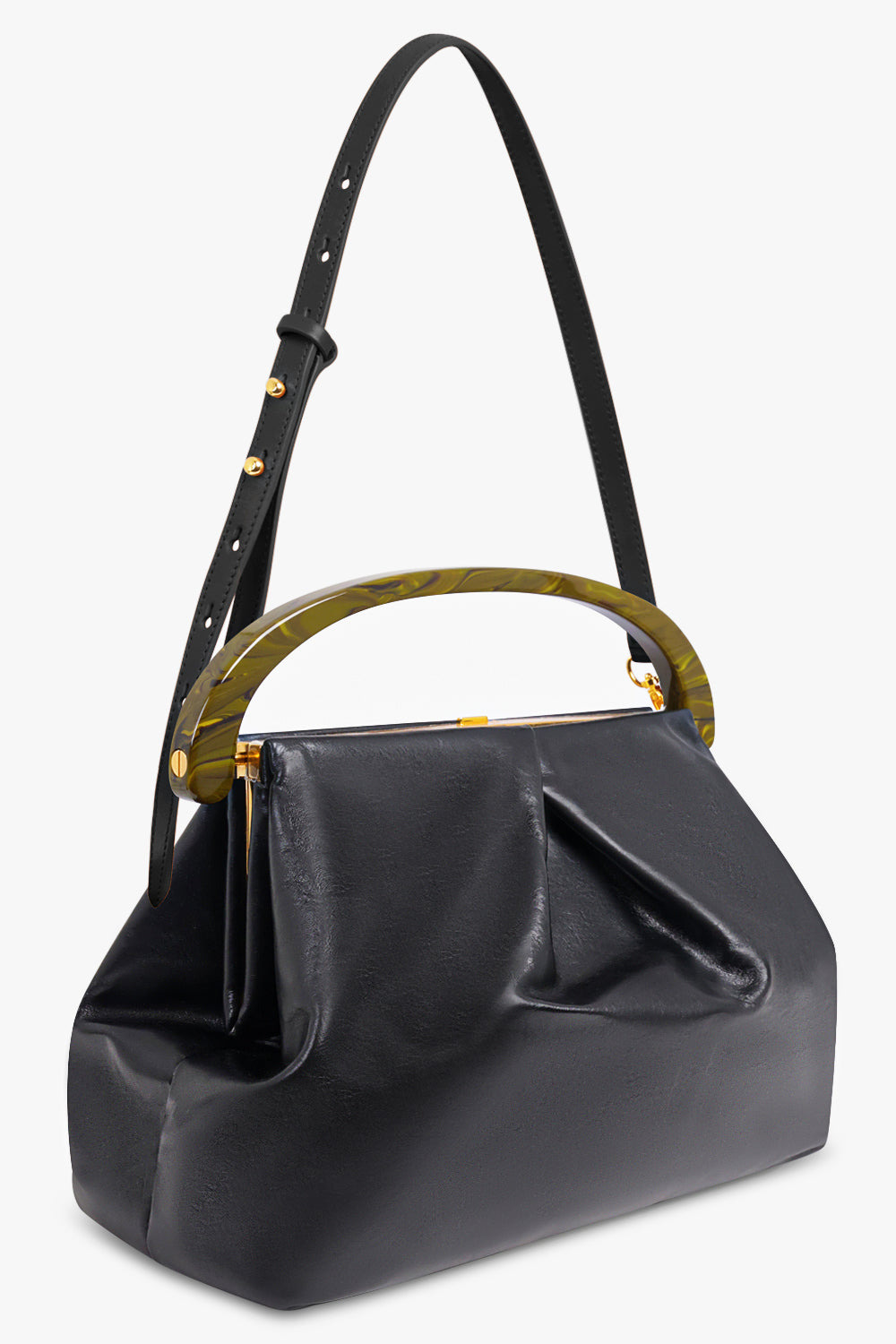 MEDIUM RESIN HANDLE BAG | BLACK - 2