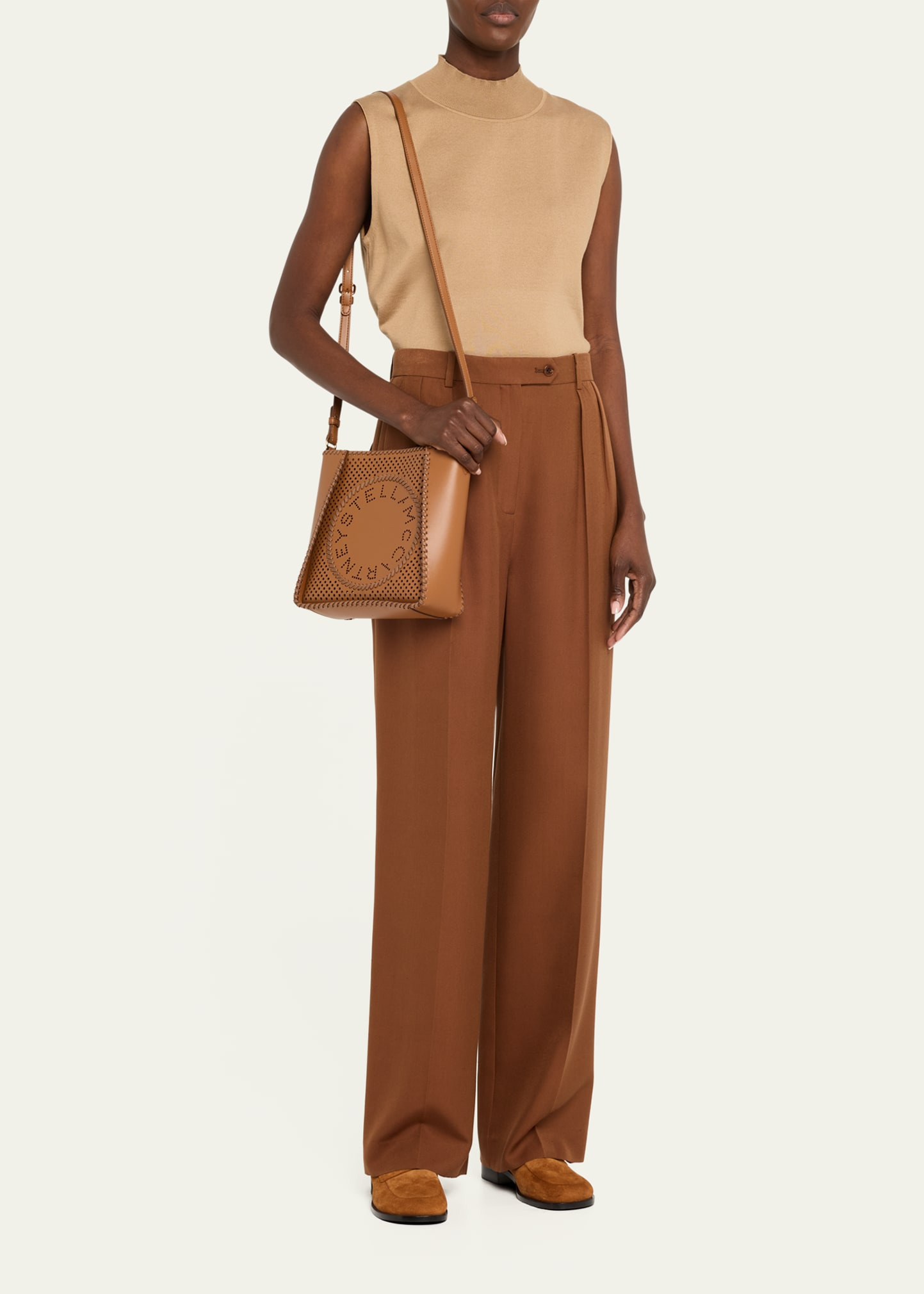 Logo Perforated Vegan Leather Crossbody Bag - 6