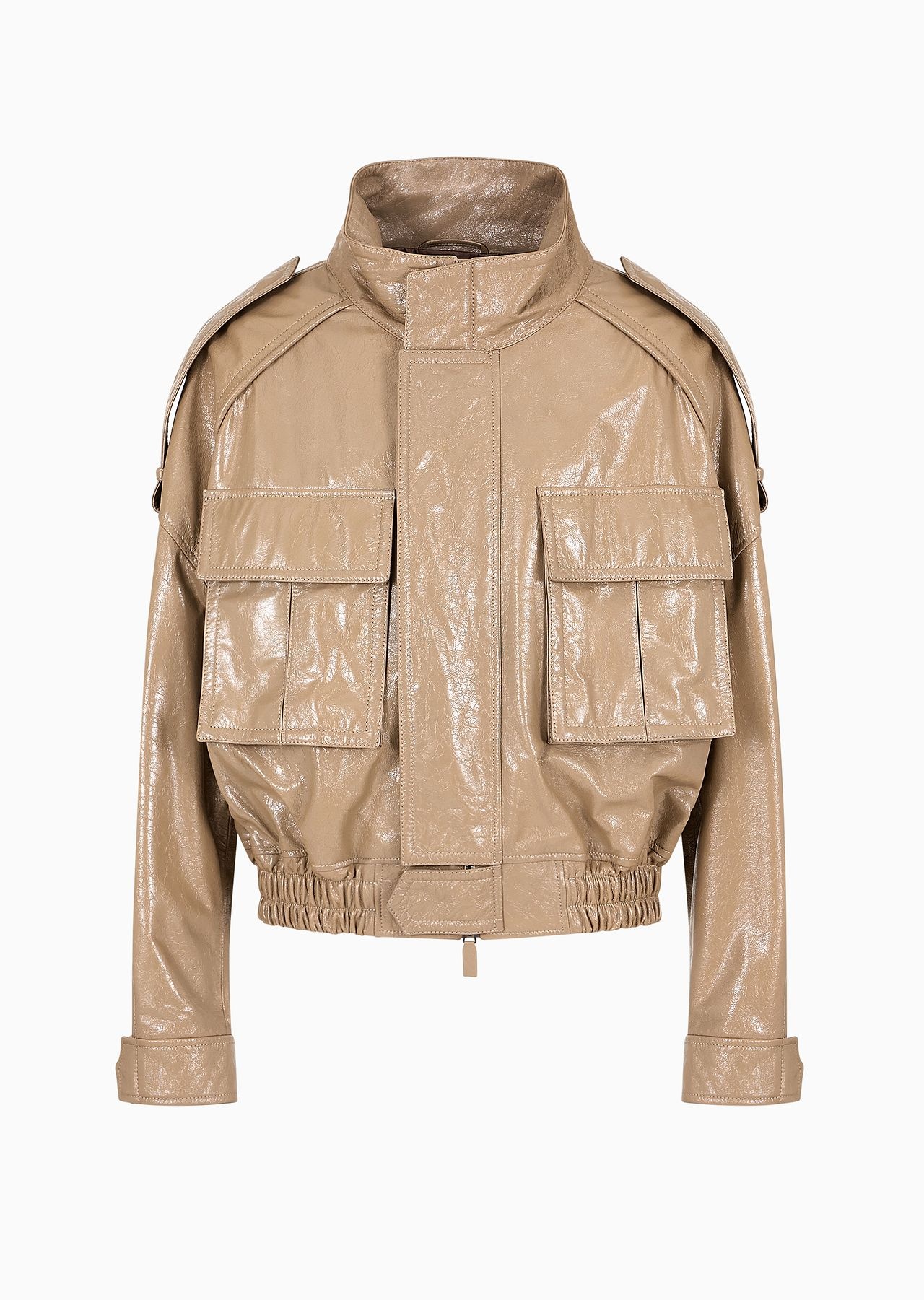 Oversized-fit blouson in lacquered nappa lambskin - 1