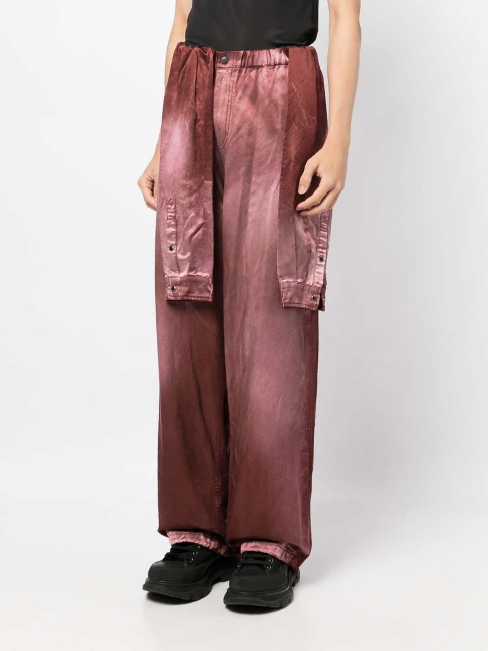 layered-design brushed-effect trousers - 3