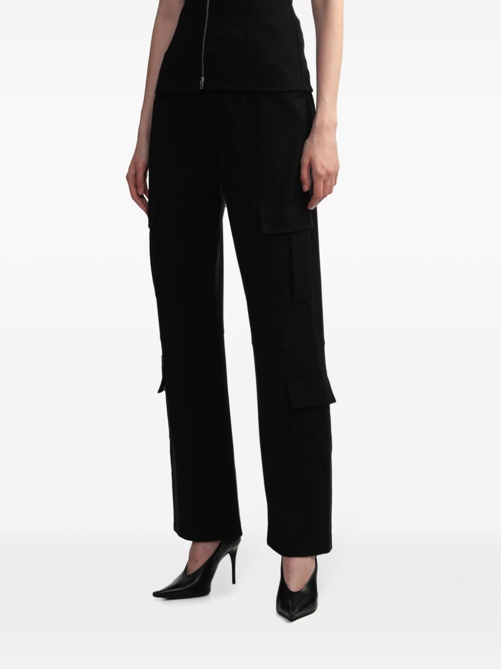 cargo-pocket concealed-fastening straight trousers - 3