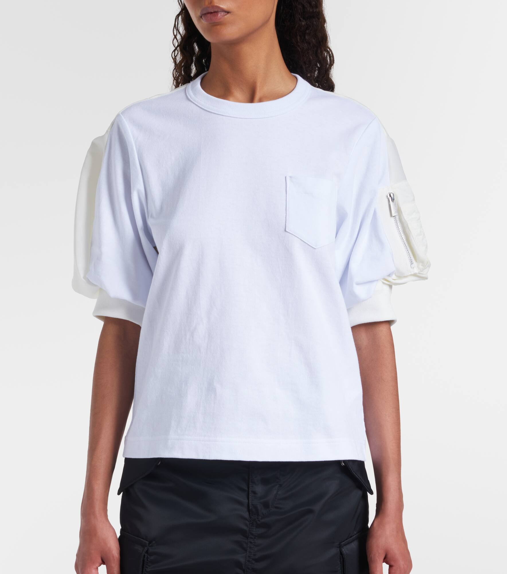 Cotton jersey and twill T-shirt - 6