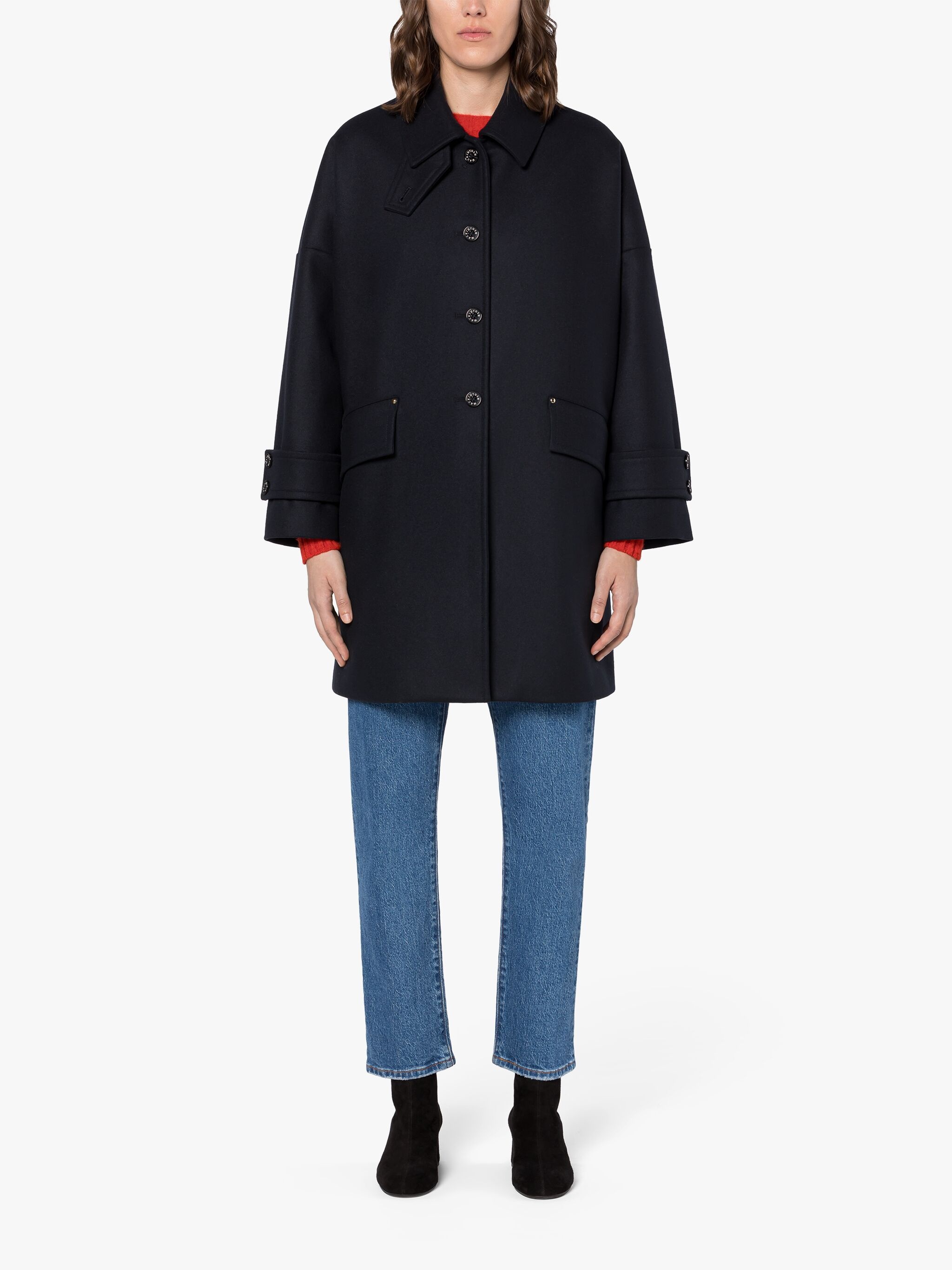 HUMBIE NAVY WOOL OVERCOAT - 3