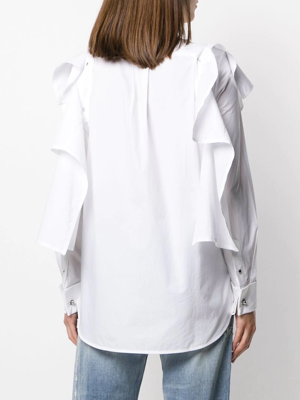 poplin shirt with detachable ruffles - 4