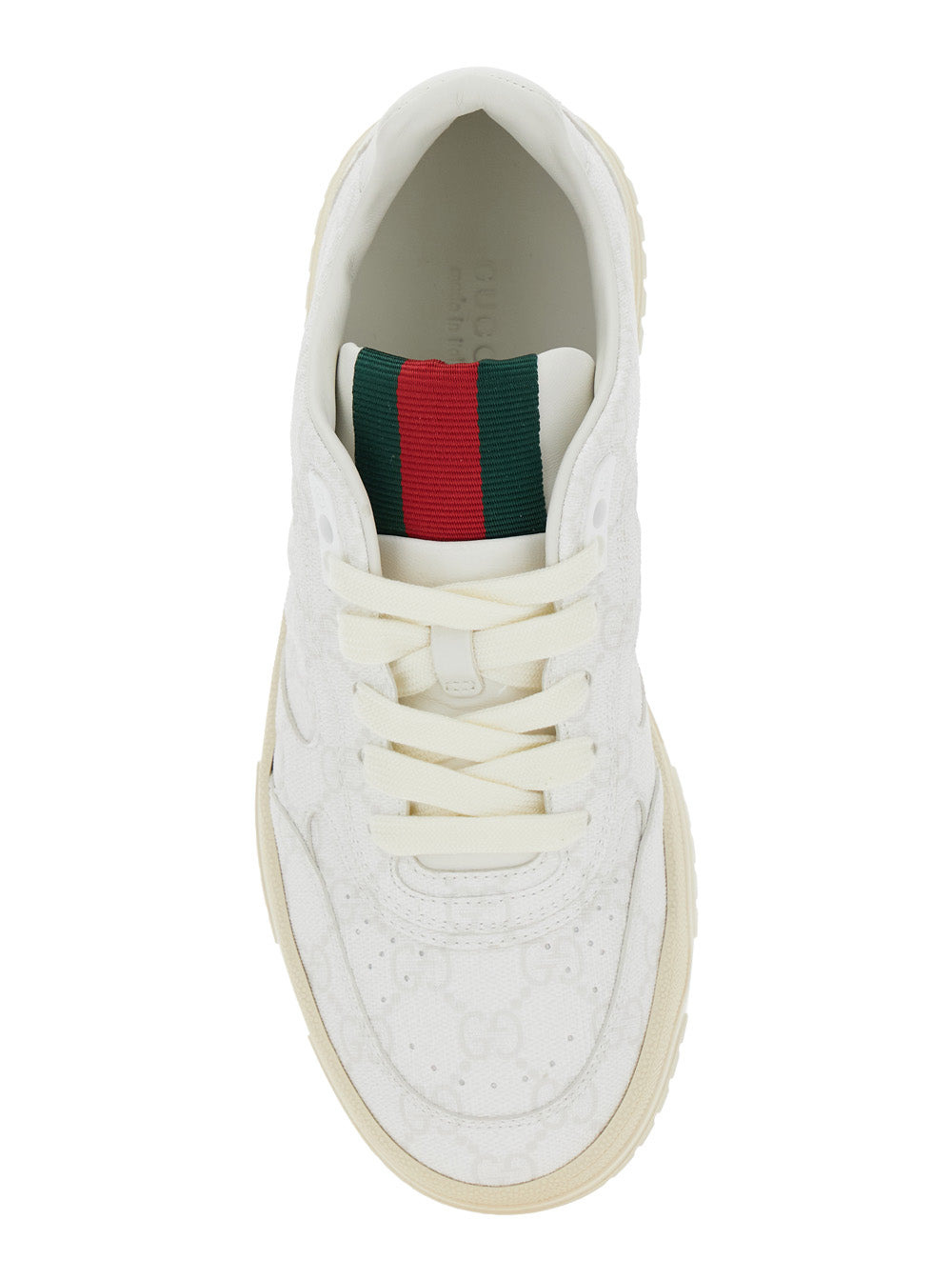 Gucci Women 'Re-Web' White Low Top Sneakers With All-Over Gg Motif In Leather Woman - 4