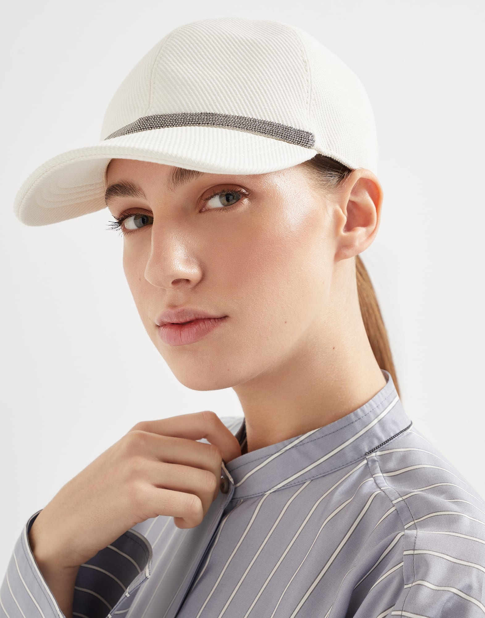 Cotton and linen cavalry baseball cap with shiny band - 3