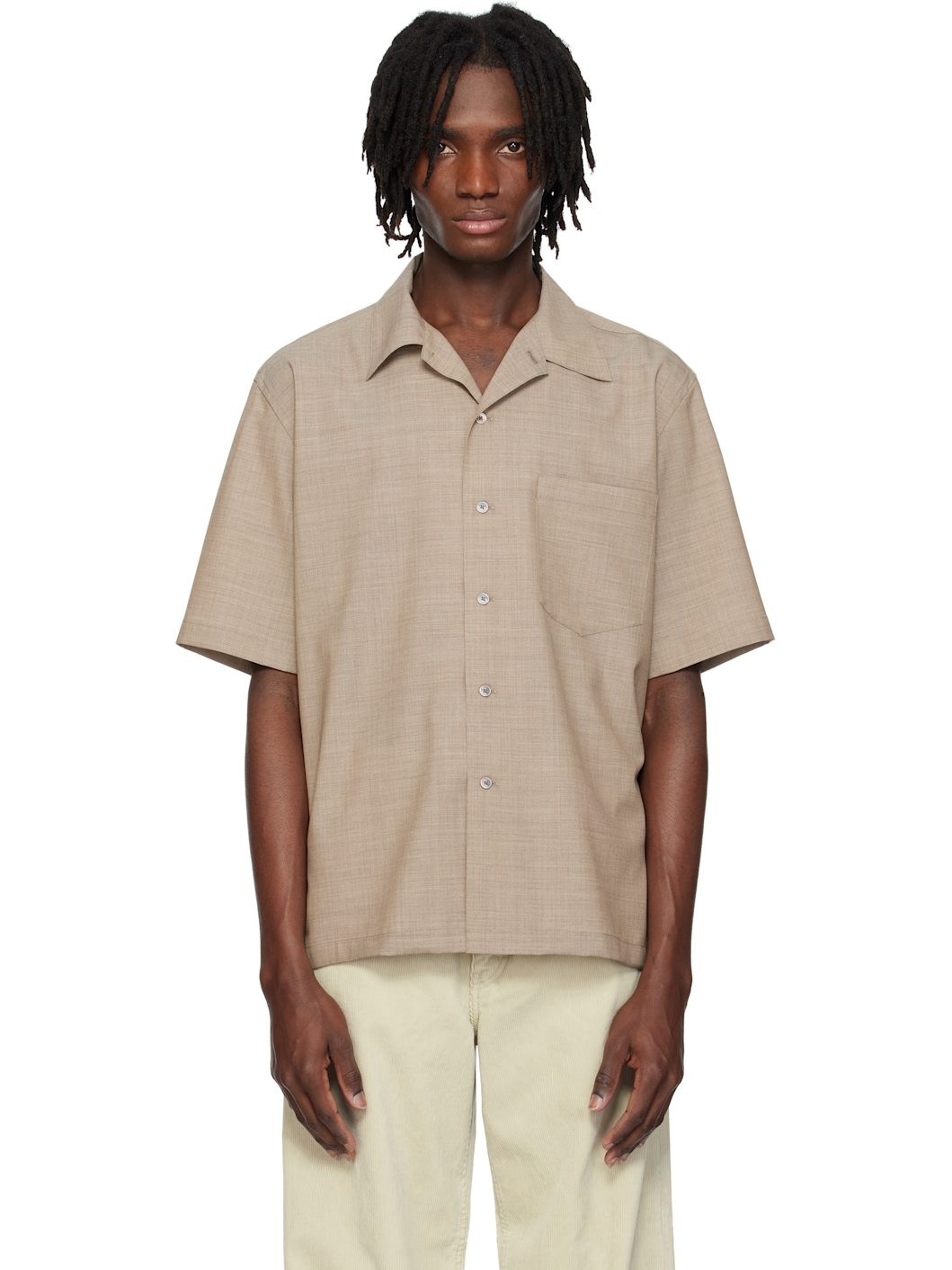 Brown Super Fine Tropical Wool Shirt - 1
