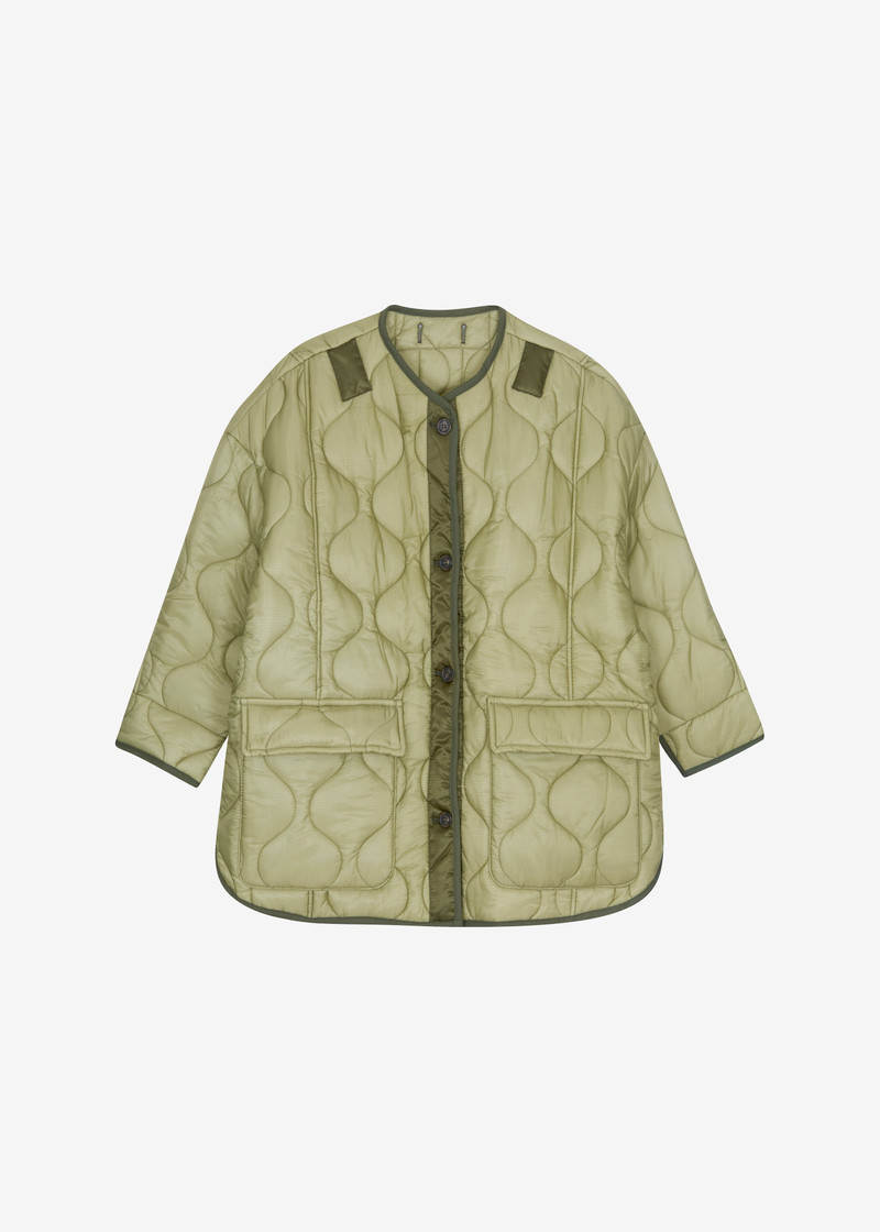 Teddy Quilted Jacket - Moss Green 1