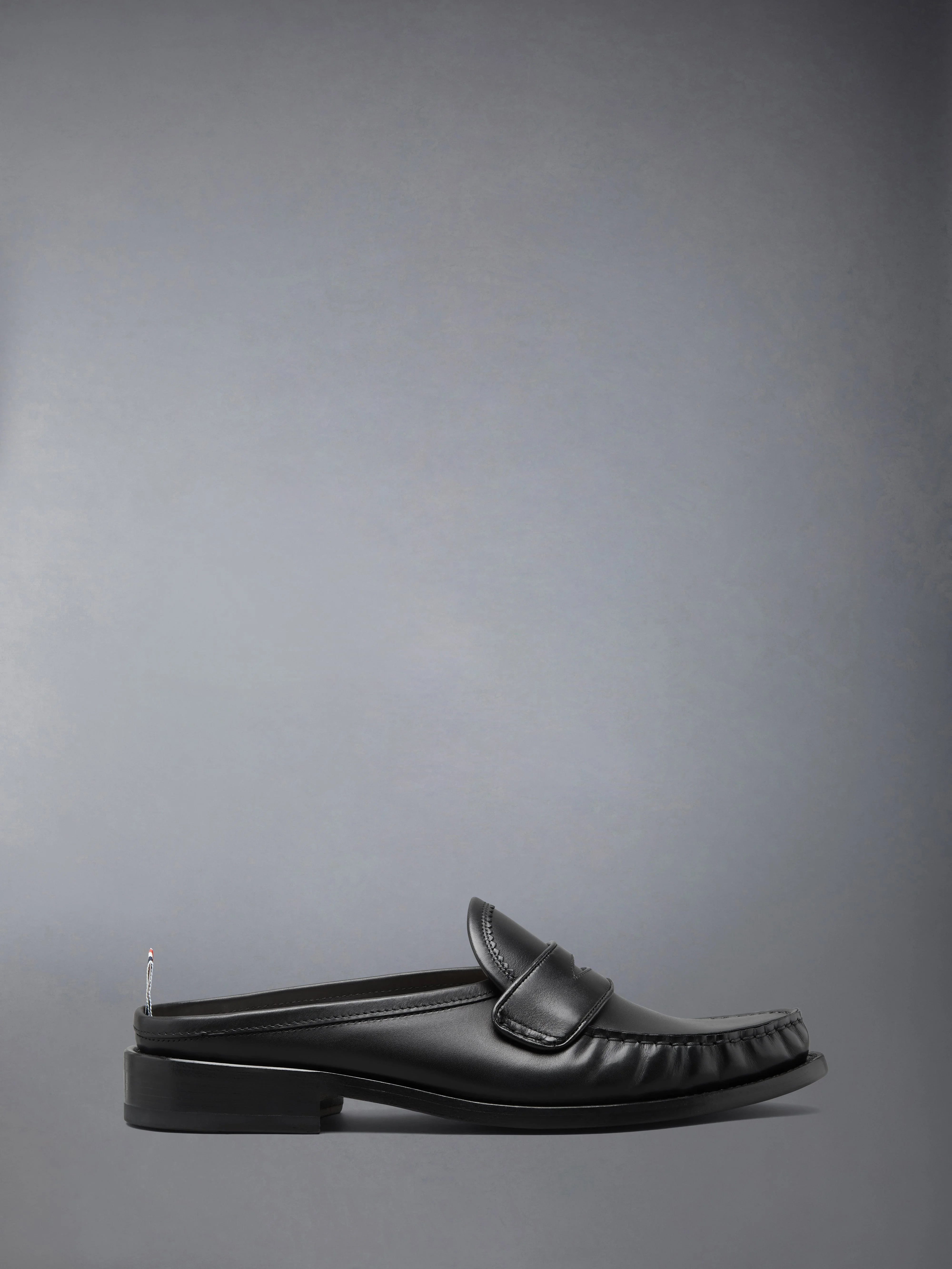 CALF LEATHER SOLE PLEATED VARSITY LOAFER MULE - 1