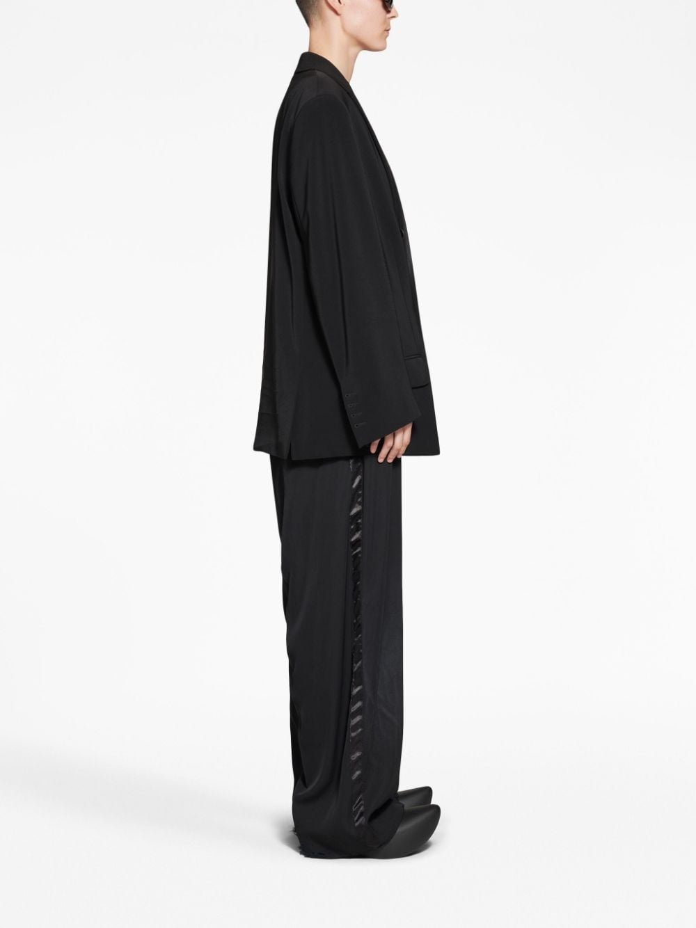 logo-patch double-breasted blazer - 3