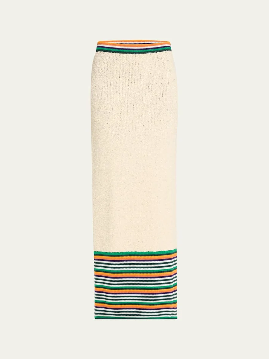 Stripe Boucle Knit Pencil Skirt - 1