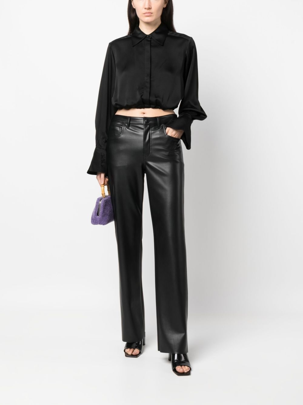 cropped satin shirt - 2