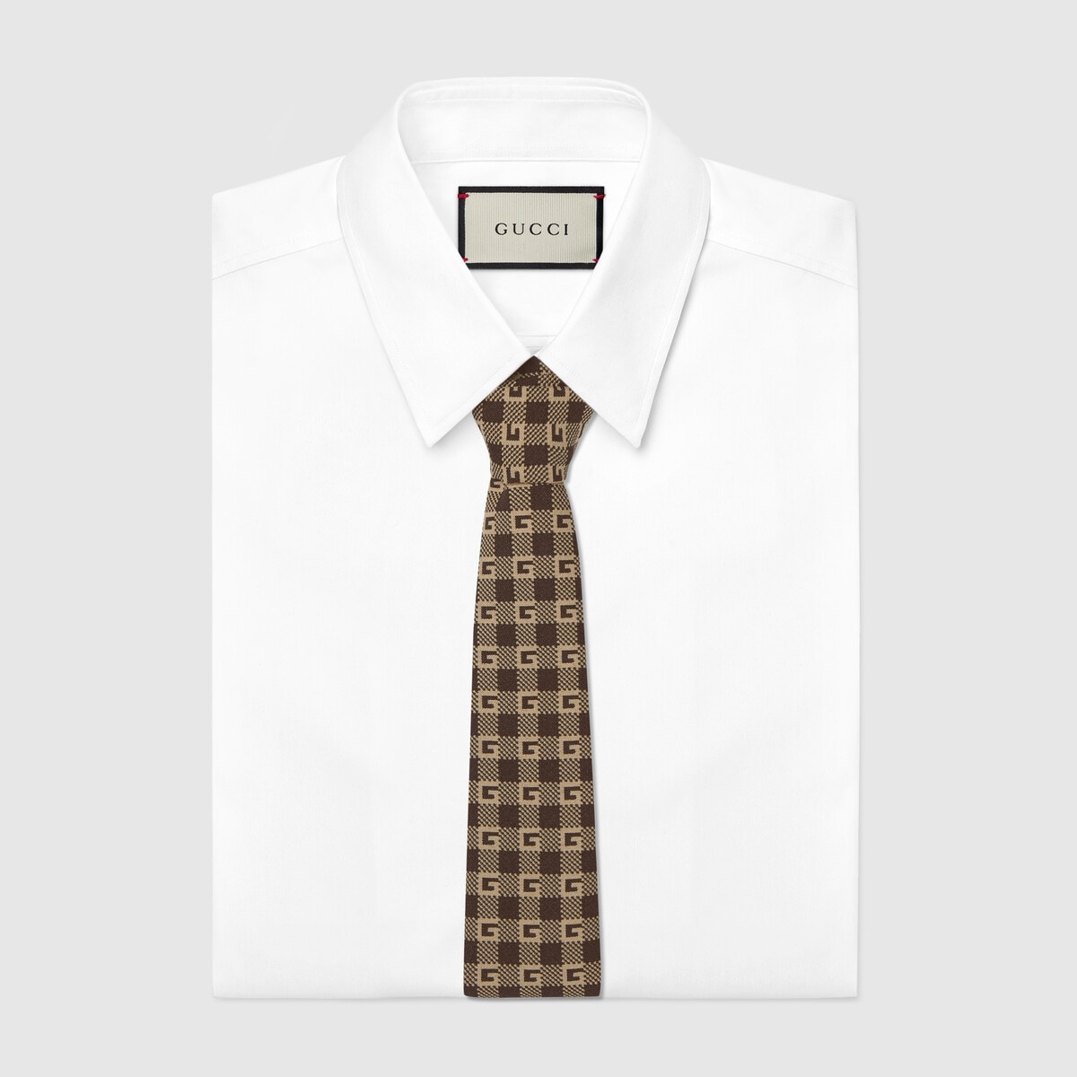 Square G check tie - 2