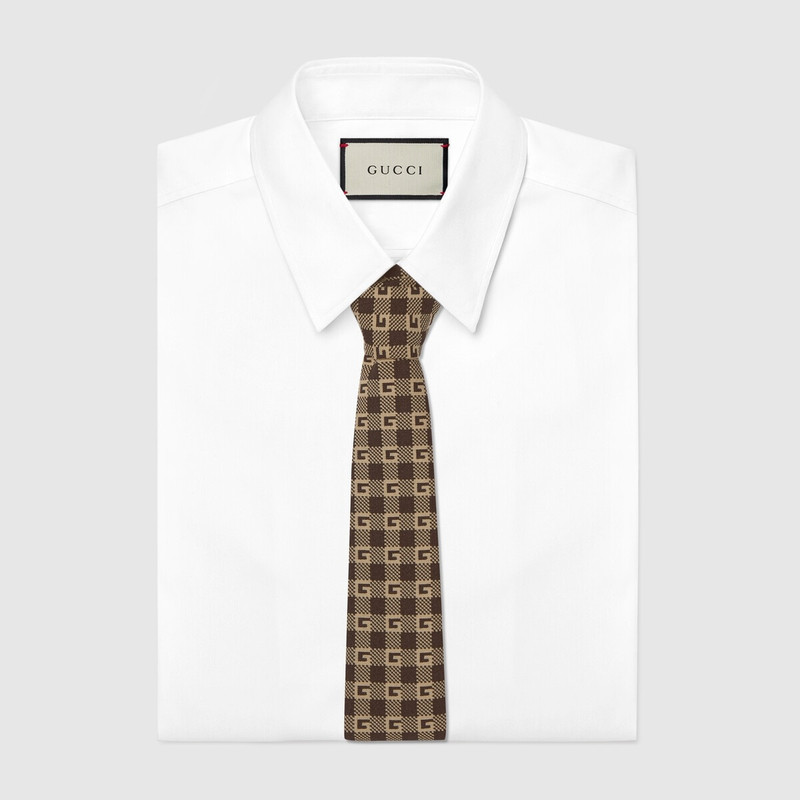 GUCCI Square G check tie outlook