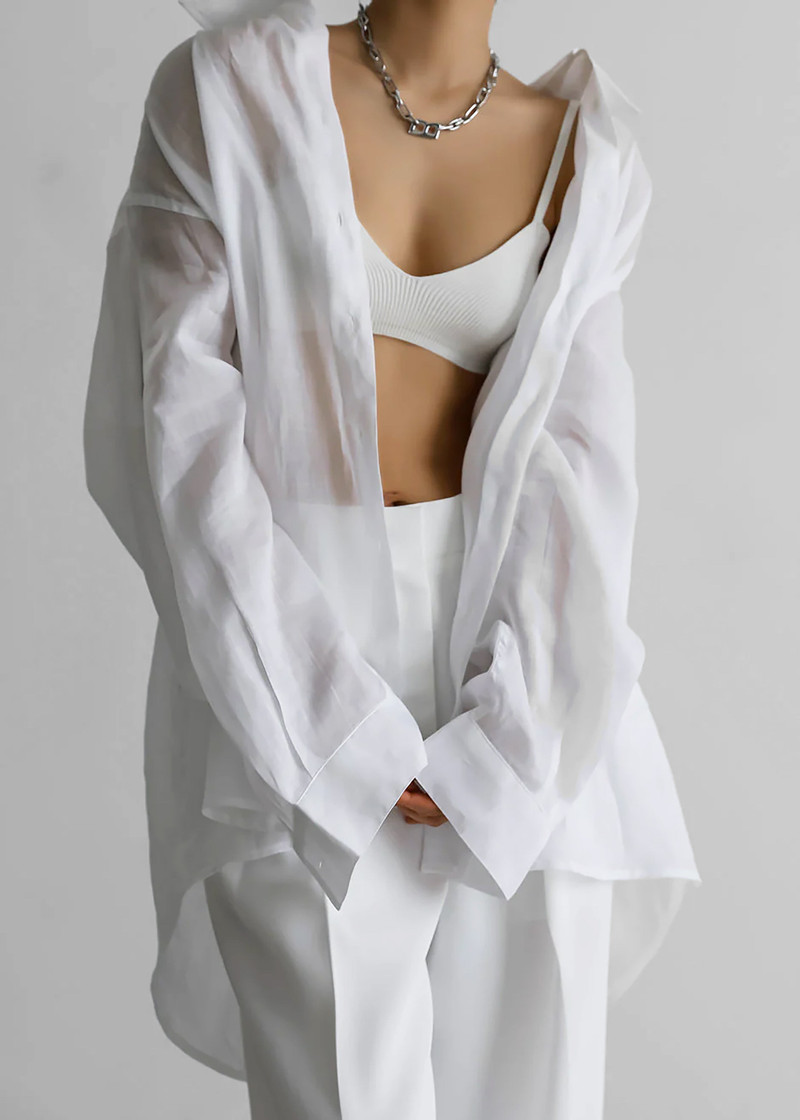 Marlow Oversized Linen Shirt - White 7