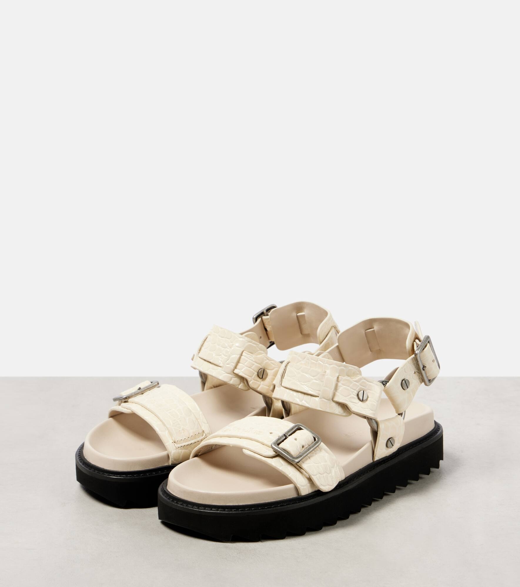 Leather platform sandals - 4