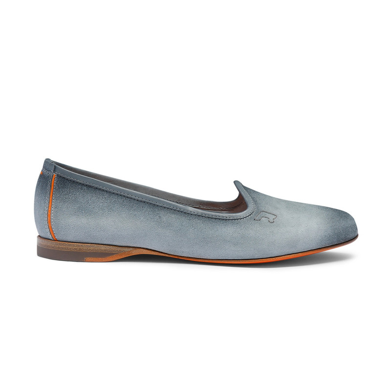 Women's light blue suede loafer 1