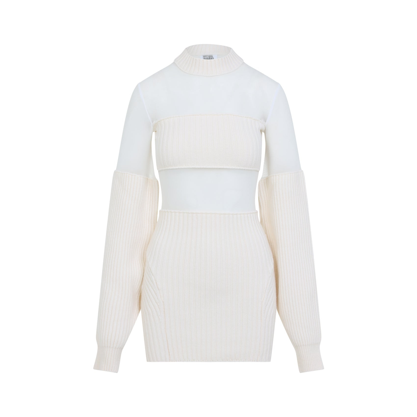 Jean Paul Gaultier Wool Short Dress With Mesh Details Women - 1