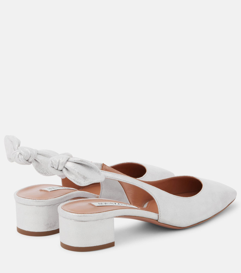 AQUAZZURA Very Bow leather slingback pumps outlook