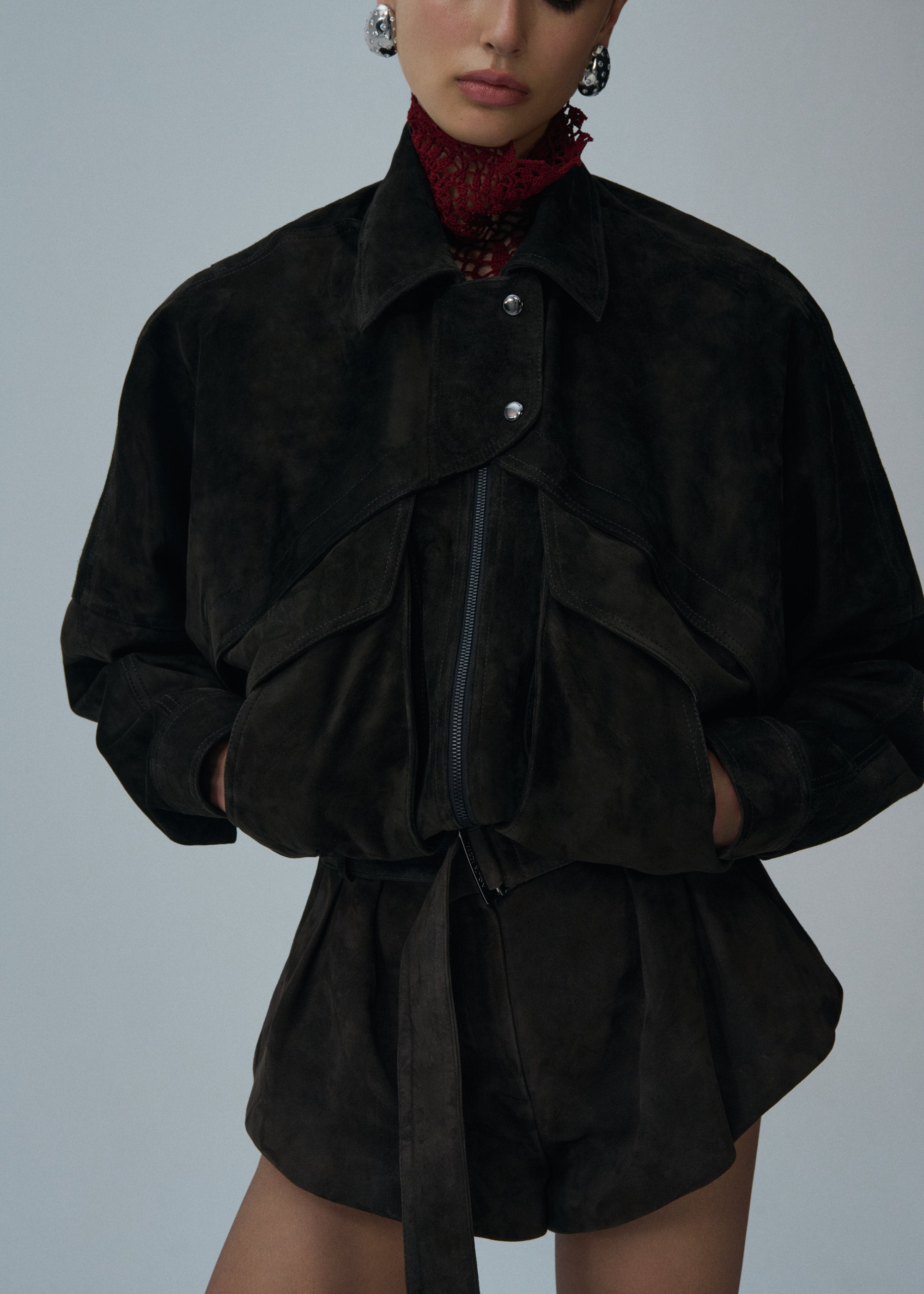 Vintage suede bomber jacket in brown - 3