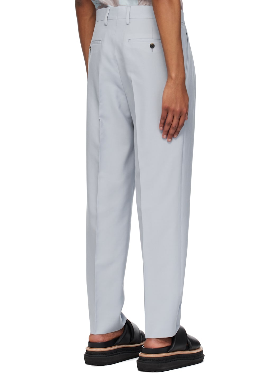 Blue Pleated Wool Trousers - 3