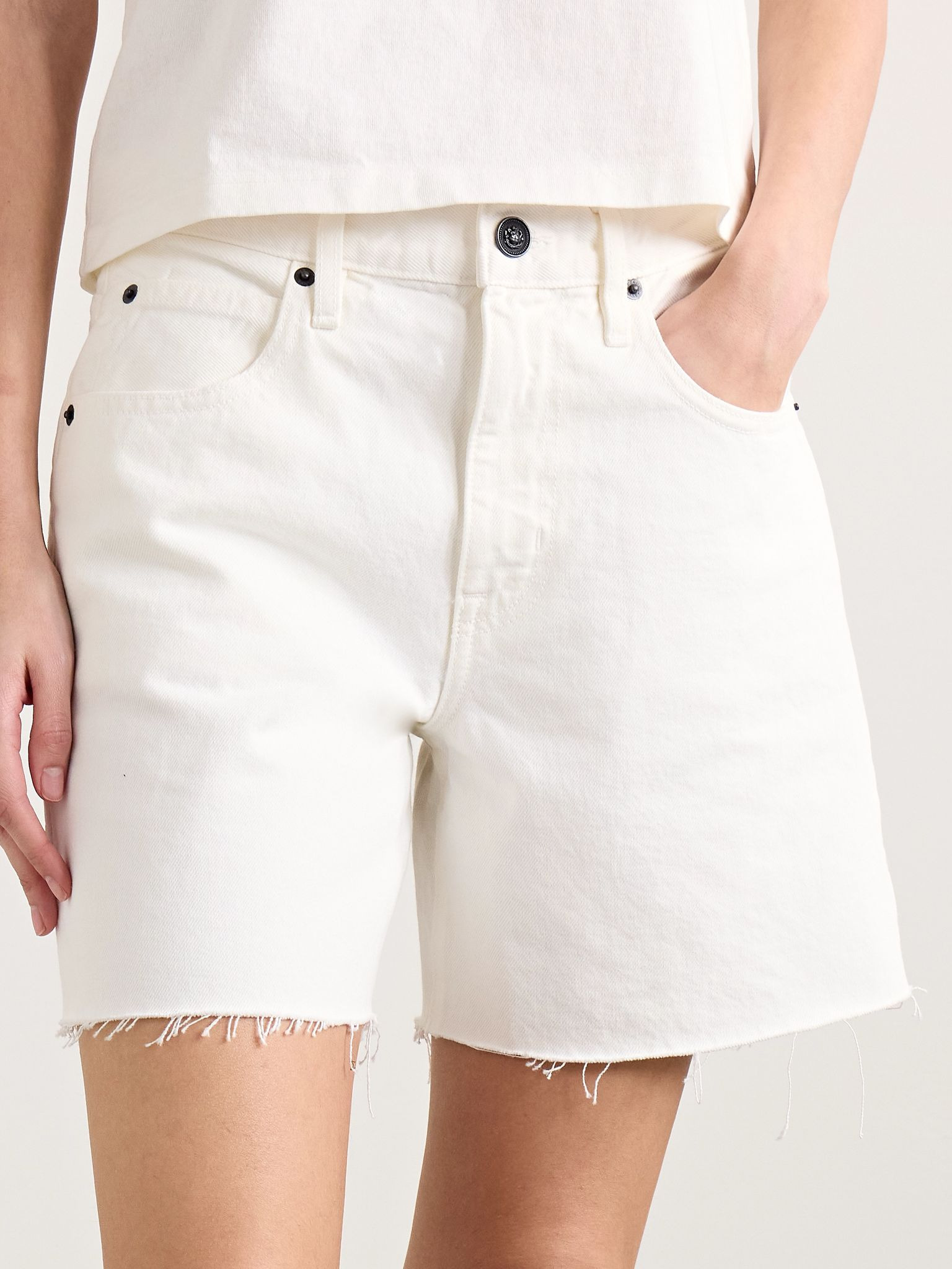 Sienna frayed denim shorts White - 3