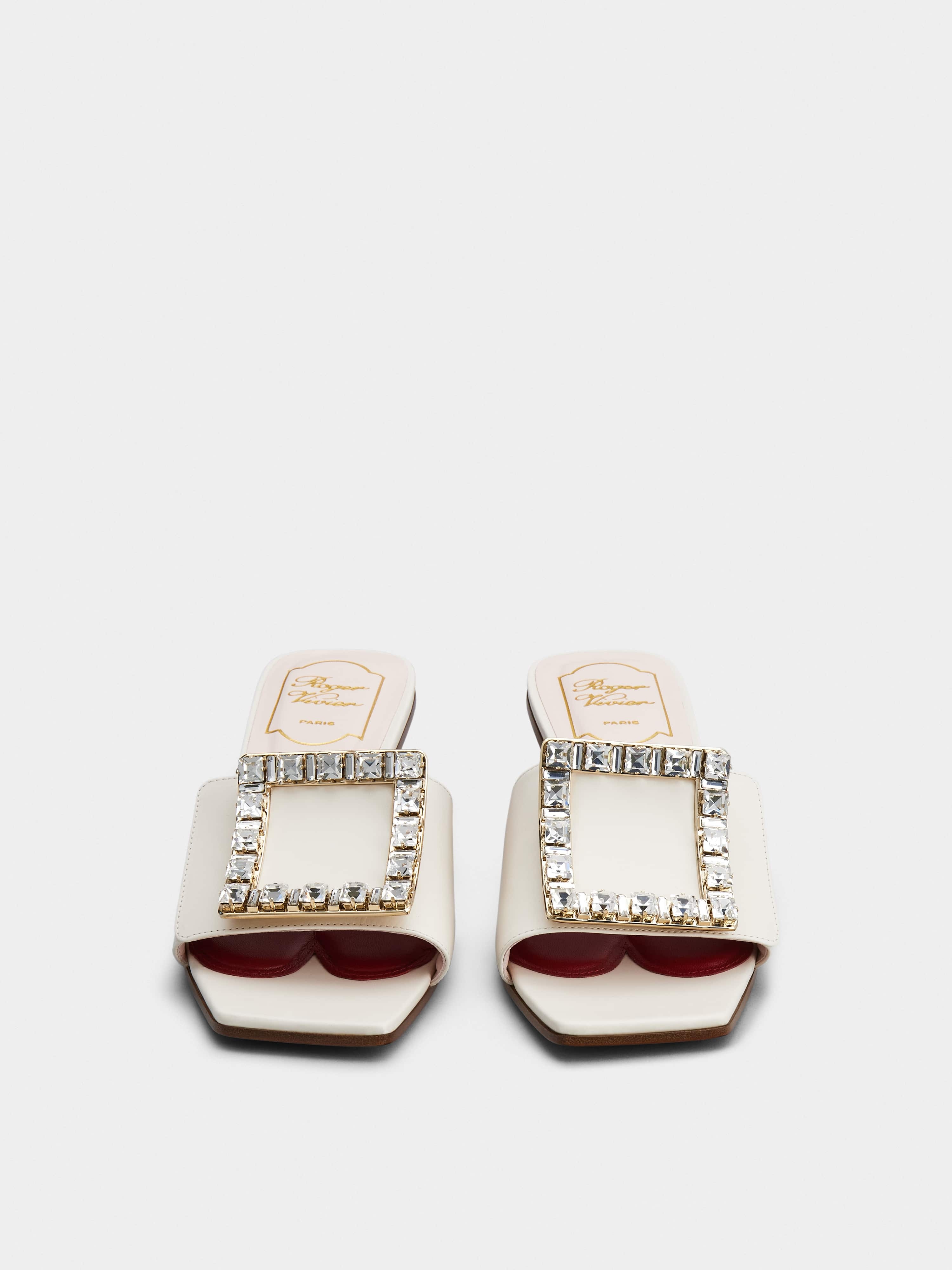 Love Rhinestone Buckle Mules in Leather - 7
