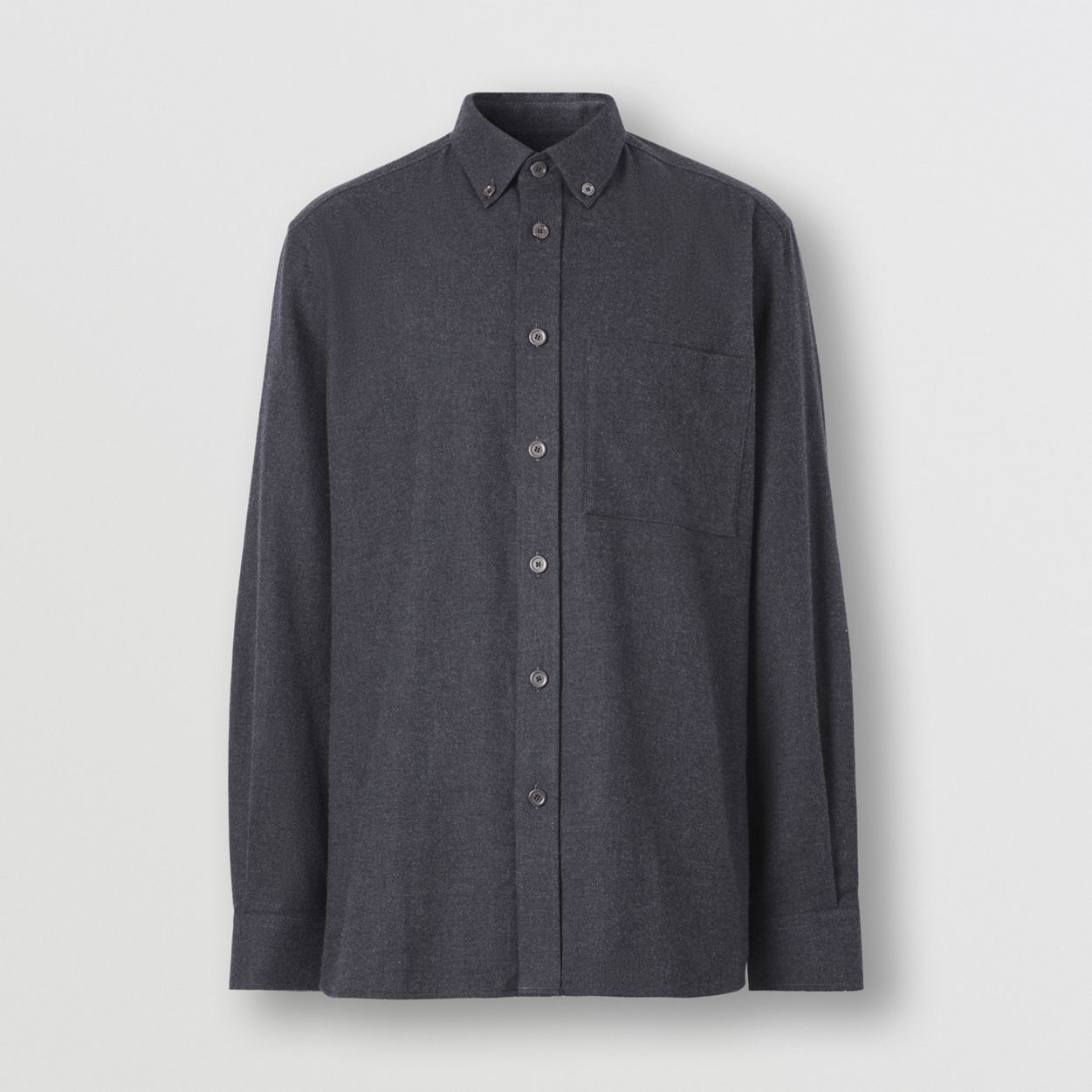 Button-down Collar Cotton Flannel Shirt - 1