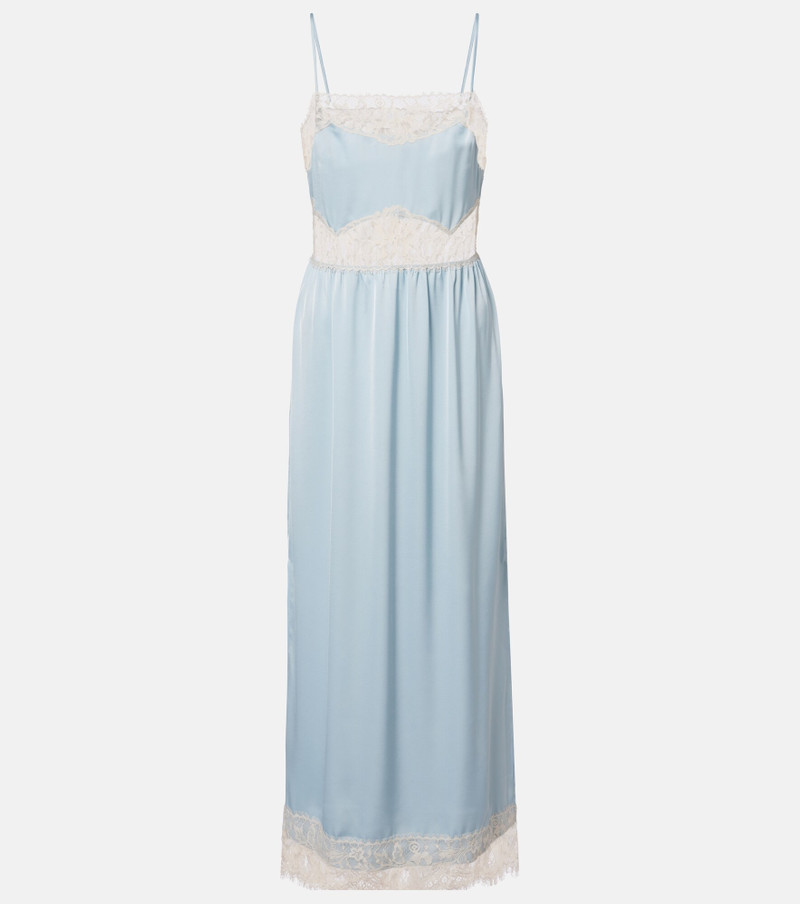 Morris lace-trimmed satin midi dress 1