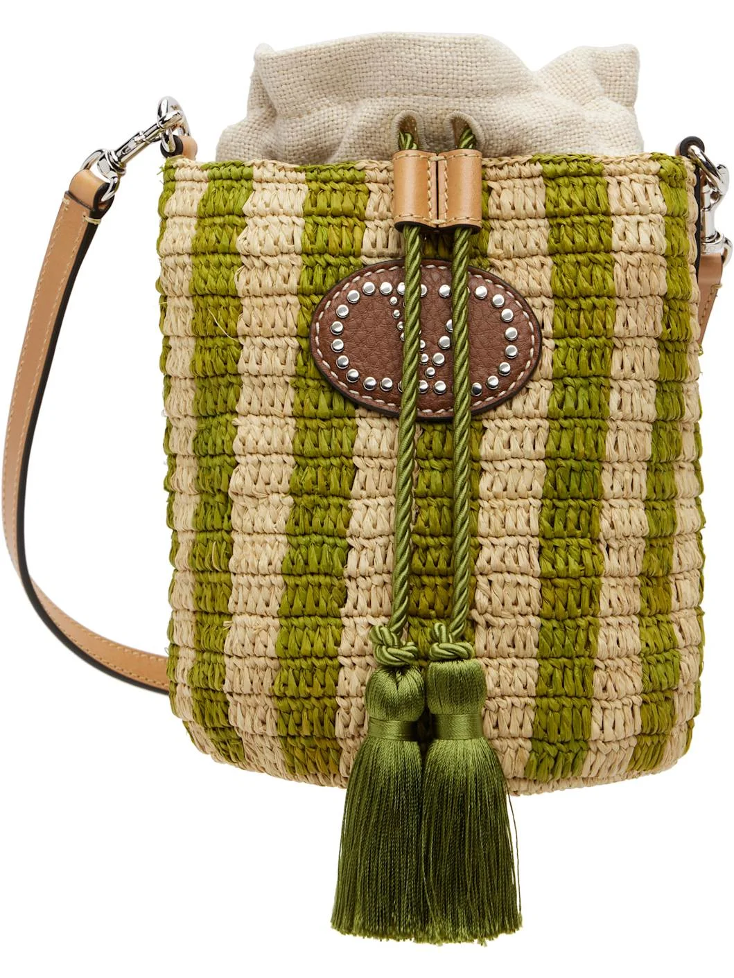 Green & Beige Small Bucket Bag - 1