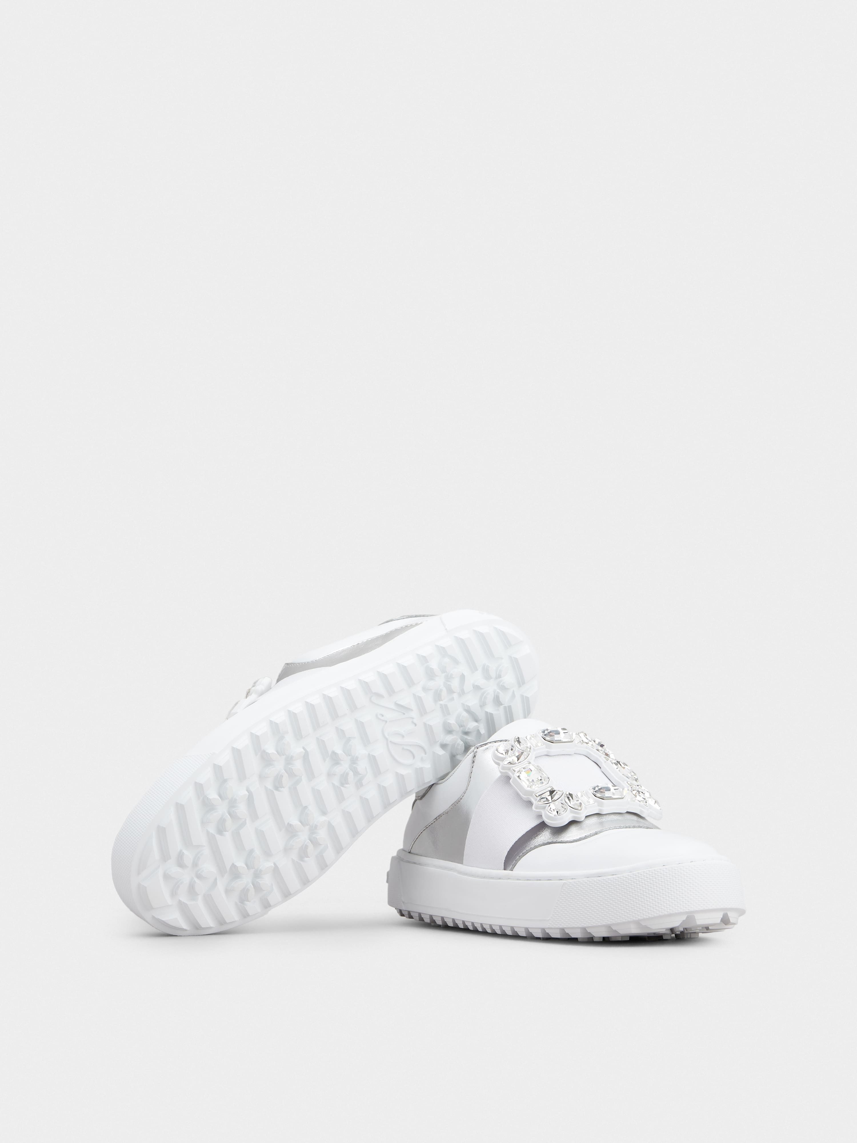 Very Vivier Strass Buckle Sneakers in Leather - 6