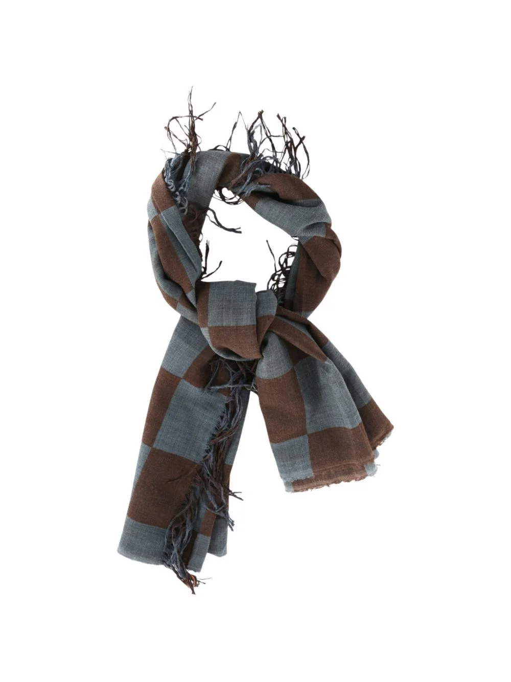 checkered frayed scarf - 1